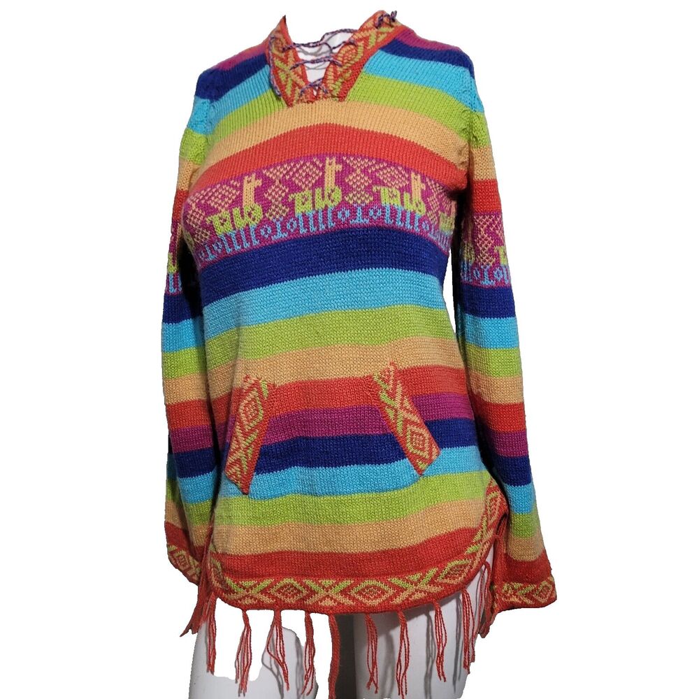 Arte Inka Berfass Alpaca XS,S junior knit sweater pullover youth hoodie rainbow
